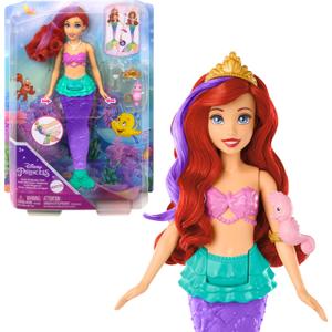 Mattel Disney Princess Toys, Ariel Swimming Mermaid Doll with Color-Change Hair and Tail, Water Toy Inspired by the Disney Movie