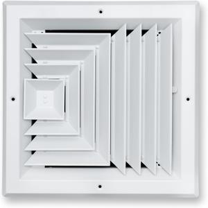 Fits 10x10 Duct Opening 3 Way Aluminum Square Ceiling Diffuser by Handua | Register Vent Cover Grille for Ceiling | Rust Proof | White | Outer Dimensions: 11.75" X 11.75"
