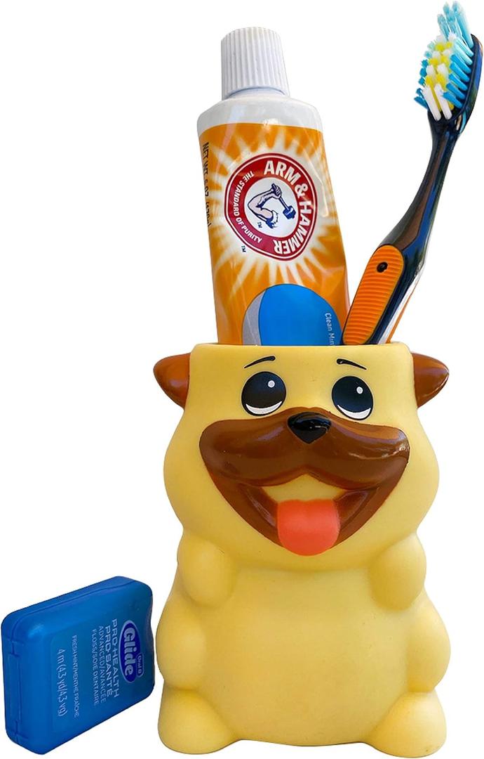 Kids Toothbrush Holder Toothbrush Organizer  Durable Silicone Animal Tooth Brush Holder  Easy to Clean Toothbrush and Toothpaste Holder  Toothbrush Holders for Bathrooms by Lilys Home - Squirrel
