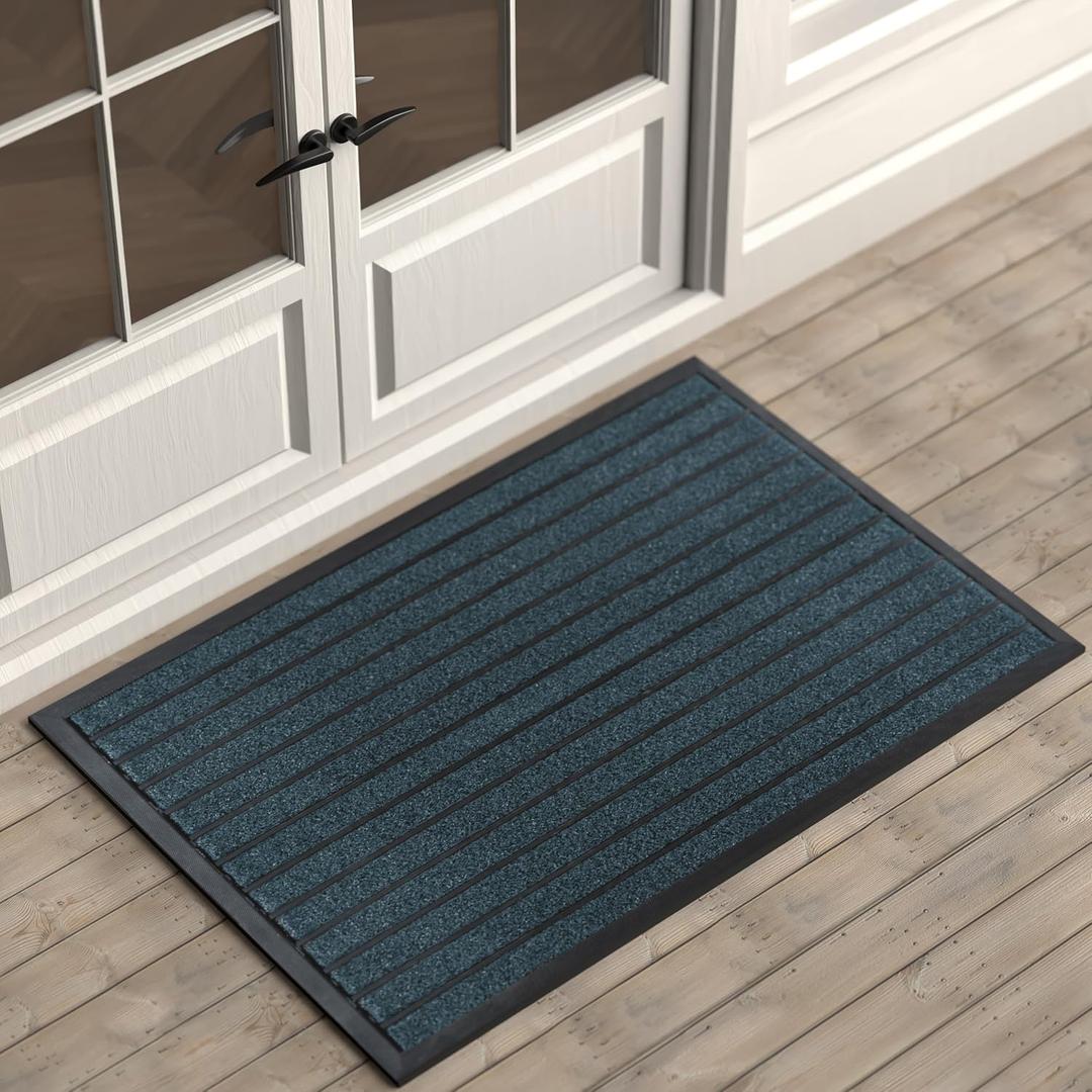 ubdyo Extra Durable Door Mat - Dirt Trapping Outdoor Welcome Mats - Non-Slip Outdoor Indoor Entrance - Low Profile Front Doormat (47" x 32", Bright Blue)
