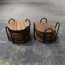 20 Pcs Wood Coasters with Holder, Wooden Coasters for Drinks Absorbent, Drink Coasters for Coffee Table, Modern Home Decor, Coaster Set for Table Protection, Office, Bar