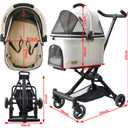ROODO 2026 Upgraded Version 3 in 1 Dog Cat Stroller with Detachable Carrier Lightweight Folding Portable All Terrain Pet Travel System Puppy Kitty Doggie Bunny Stroller for 30lbs (Light Grey)