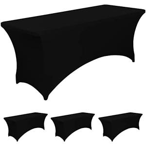 BIFENBI 4FT Black Fitted Tablecloths for Rectangle Tables, 4 Pcs - Stretch Spandex Table Cover Protector for Banquet, Massage Bed, Wedding, Birthday, 48 Length x 24 Width x 30 Height Inches BIFENBI 4FT Black Fitted Tablecloths for Rectangle Tables, 4 Pcs - Stretch Spandex Table Cover Protector for Banquet, Massage Bed, Wedding, Birthday, 48 Length x 24 Width x 30 Height Inches