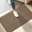 BEQHAUSE Dirt Trapper Door Mat 17" x 30", Non-Slip Doormats (Rolled-Up NO Creases) Washable Entryway Rugs, Dirt Resist and Absorbent Welcome Mat, Low Profile Floor Mats for Front Back Door, Beige