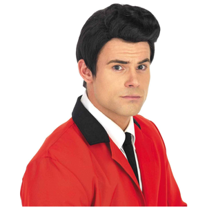 fun shack 50's Men's Black Wig with Sideburns, 1950s Costume Wig for Men, Retro Black Wig for Boys, One Size