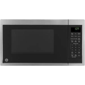 GE Countertop Microwave Oven, Compact 0.9 Cubic Ft., 900-watt Capacity, 7 Auto Cooking Settings, Child-Lock Technology, Kitchen Essentials for The Countertop, Dorm Room or Apartment, Stainless Steel
