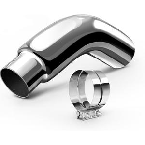 Exhaust Tip, 5 Inch Diesel Exhaust Tip Elbow Tip with a Clamp, 5'' Inlet 6'' Outlet Chrome Exhaust Tip for Pickups, Trucks and Cars