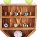 UNICRAFTALE 12 Peg Wall Mounted Baseball Ring Holder Championship Ring Display Case Wooden 4 Baseball Organizer Display Stands with Clear Acrylic Stands for Collection Sports Rings Game Balls