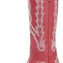 Ouepiano Cowboy Boots for Women Knee High Cowgirl Boots with Classic Embroidered Slip On Pointed Toe Chunky Heel Pull On Fashion Retro Tall Boot sz 8