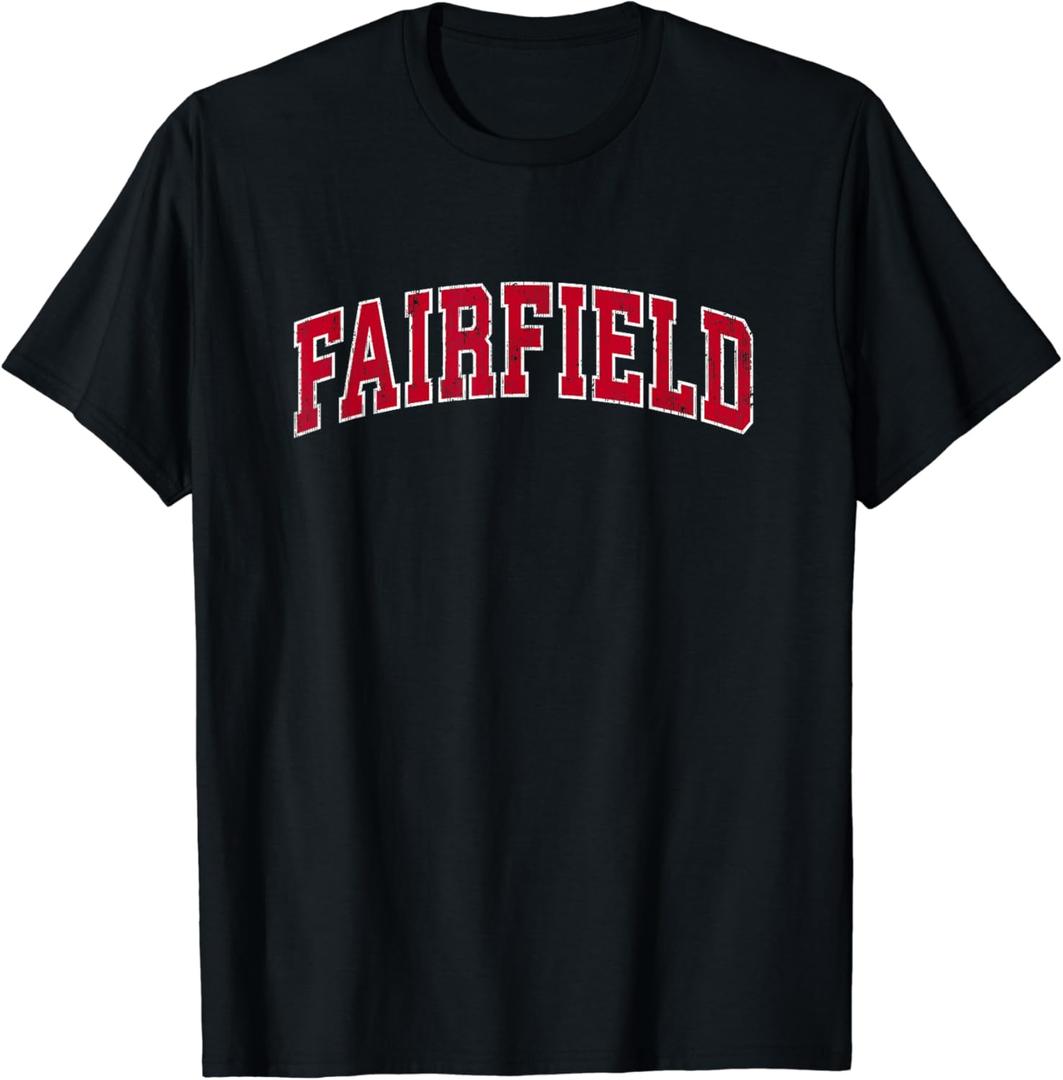 Fairfield Connecticut CT Vintage Sports Design Red Design T-Shirt, Size: M