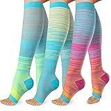 LEVSOX Plus Size Compression Socks for Women Men Wide Calf Extra Large 15-20 mmHg Knee High Sock for Nurses Pregnant Travel