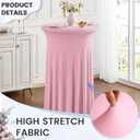 1 Pack Pink Spandex Stretch Round Table Covers with Skirt - 24x43 Inch Fitted Elastic Cocktail Tablecloth for High Top Bar, Party & Wedding Decor, Pink
