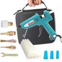 Professional Hot Glue Gun Kit with Case, Full Size Hot Glue Guns Luxury Set with 4Pcs Different Interchangeable Copper Nozzle Set and Glue gun Sticks 12Pcs