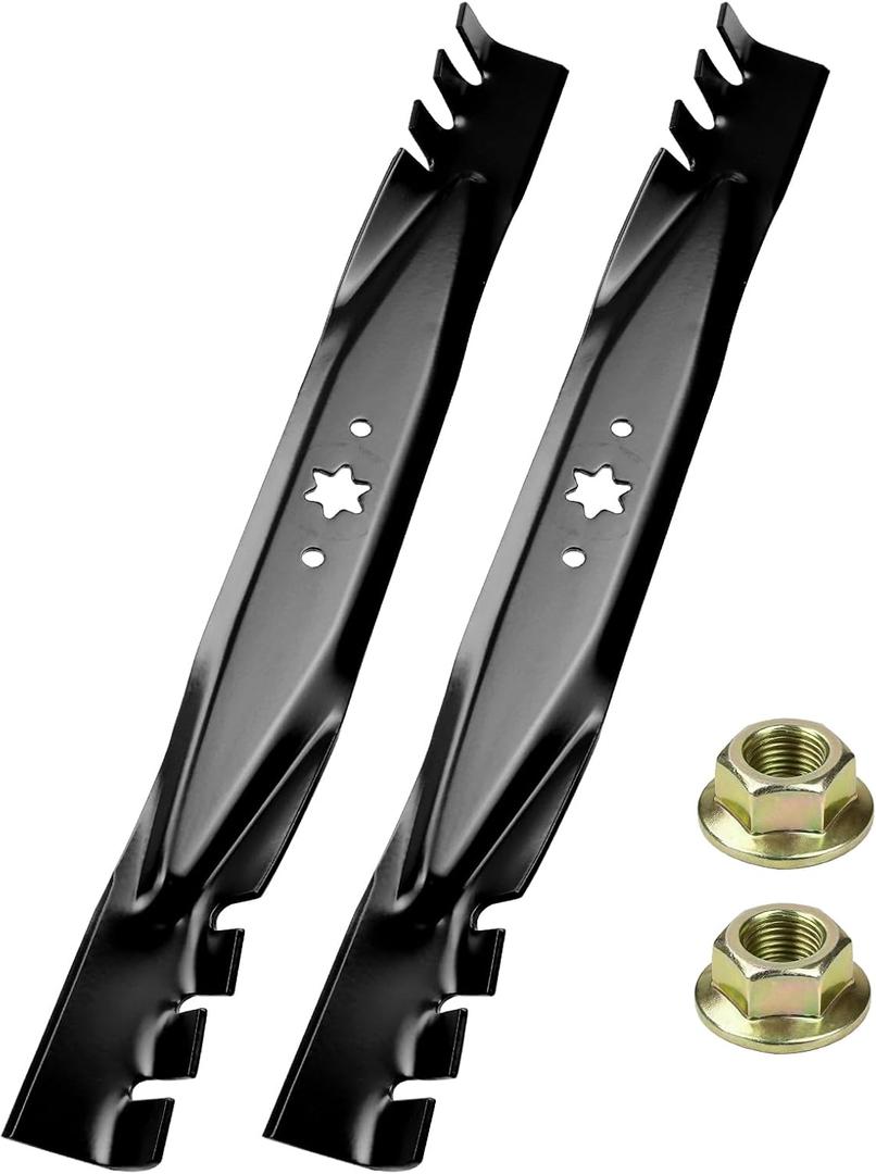 2 Pack 942-04308-X Blades with Nuts for Cub Cadet 42 Inch XT1-LT42 ZT50 ZT142 T1000 XT1LT42 LT2000 LTX1040 Replaces 742-0616A 742-0616A 942-04126 742-04126 for MTD Troy-Bilt Craftsman Decks