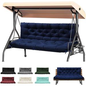 Porch Swing Cushions, Waterproof Swing Cushions Replacement with Backrest, Outdoor Swing Bench Cushions 2-3 Seater Replacement for Patio Furniture 60x40 (Navy)