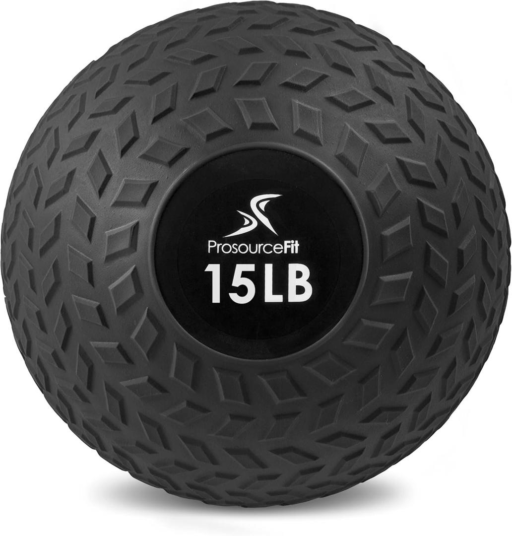 ProsourceFit Slam Medicine Balls 5, 10, 15, 20, 25, 30, 50lbs Smooth and Tread Textured Grip Dead Weight Balls for Strength and Conditioning Exercises, Cardio and Core Workouts 15LB
