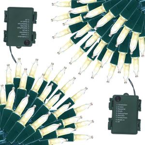 50 16FT LED Christmas String Lights Outdoor, Battery Operated Lights for Indoor Outside Holiday and Tree Decor, Hanging Lighting Decorations. (Warm White, 2 * 50)