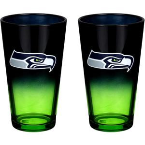 The Memory Company Officially Licensed NFL 2-Pack 16oz Ombre Pint Glass Set, Licensed Team Drinkware, Stylish Gameday Glassware, Team Logo
