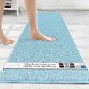 MAYSHINE Plush Shaggy Chenille Bath Mat | Extra Soft, Super Absorbent, Non-Slip Bathroom Rug | Fluffy Microfiber, Area Rug Sets for Bathroom Floor, Kitchen, Living Room | 71"x31" | Spa Blue