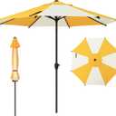 Abba Patio 9FT Lyon Outdoor Patio Umbrella Outdoor Table Umbrella with Crank Market Umbrella 8 Sturdy Ribs UV Protection Waterproof and Push Button Tilt for Garden Deck Backyard Pool,Yellow & Cream