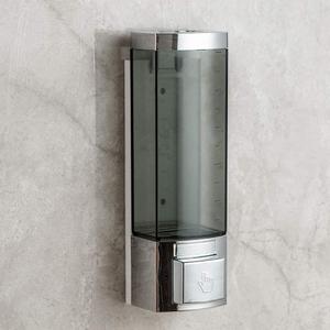 Soap Dispensers 250ml ABS Plastic Drill Free with Adhesive or Wall Mount with Screws Liquid Hand Shower Dispenser for Bathroom or Kitchen(Chrome) (1-Chamber)