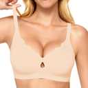 Gailife Bras for Women No Underwire Jelly Bras Wave Wireless Bras Seamless Full Coverage Push Up Bralettes Everyday Bras (X-Large, Skin)