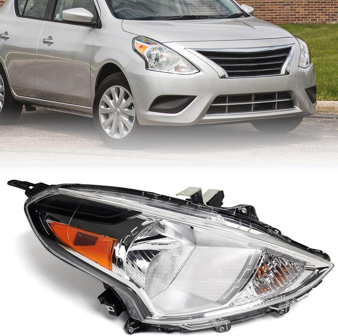 Huray Halogen Headlight Assembly Fit for Nissan Versa 2015-2019 RH OE Factory Projector Headlamp Replacement Right Passenger Side