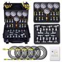 Hydraulic Pressure Test Kit with 5 Gauges(Max 10000 PSI), 13 Test Couplings 14 Tee Connectors 5 Test Hoses, Hydraulic Gauge Tester Set for Excavator, Construction, Machinery, and Mine, Black