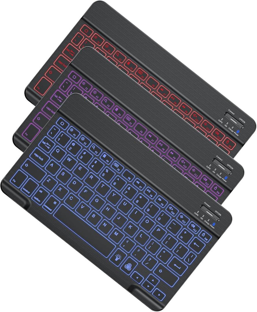 OMOTON Bluetooth Keyboard, Wireless Rechargeable Keyboard for iPad, iPad Pro, iPad mini, iPad Air with Illuminated LED (Black)