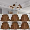 Rattan Chandelier Shades, Set of 6, Woven Replacement Lampshades for Table Lamps, Chandeliers, Pendant Lights, Candle Holders, Bell/Empire/Barrel Shape, Small Lampshades
