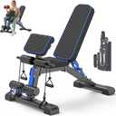 Adjustable Weight Bench  Foldable 800lbs Workout Bench for Full Body Strength Training, Incline/Decline/Flat Bench Press, Sit-Up Bench with Preacher Curl & Leg Extension for Home Gym (Black-Blue)