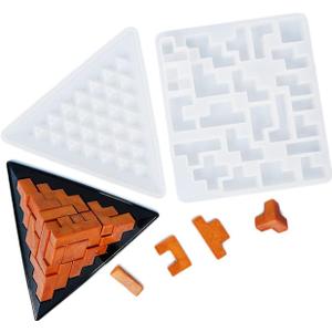 2pcs Pyramid Resin Puzzle Molds, Puzzle Silicone Mold for Epoxy Resin Casting, Silicone Mold for DIY Crafts
