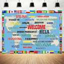 7X5ft International Flag Photo Backdrop Photography Background, Welcome of The World Christmas Backdrops Photo Booth Country Flags Banner Prop Decorations Wall Decor Tablecloth