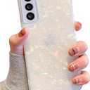 J.west Galaxy S22 Case 5G 6.1-inch, Luxury Sparkle Glitter Translucent Clear Colorful Opal Pearly Thinfoil Design Shiny Print Soft Silicone Cover for Women Girls Slim TPU Protective Phone Case