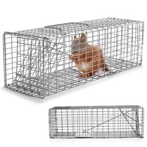 Qualirey 1 Pcs Humane Squirrel Trap Heavy Duty Live Animal Chipmunk Catch and Release Rat Trap for Outdoor Small Animals Mouse Raccoon Stray Cat Rodent Weasels (Silver)
