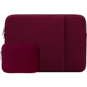 RAINYEAR 14 Inch Laptop Sleeve Case Protective Soft Padded Zipper Cover Carrying Computer Bag with Front Pocket & Accessories Pouch, Compatible with 14" Notebook Chromebook Tablet Ultrabook (Red)
