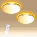 libtit 12 Inch Gold LED Ceiling Light with Night Light 1800K, 3000K/4000K/6500K Dimmable Flush Mount Lights with Remote Control, Low Profile Lighting Fixtures for Bedroom Bathroom Kitchen 2 Pack