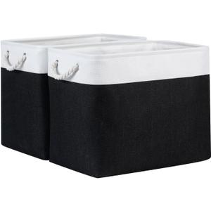 Bidtakay Baskets Extra Large Storage Bins for Clothes Set of 2 Black Baskets for Organizing Fabric Bins 17x12x15 In Tall Baskets with Handles Decorative Basket for Home Organization Dog Toy Baskets