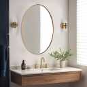 ANDY STAR Gold Oval Mirrors for Bathroom, 24x36 Inch Brushed Gold Stainless Steel Metal Framed Oval Wall Mirror, Modern Vanity Mirror Wall Mount Horizontal or Vertical