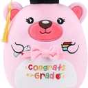 Tivorazaki Class of 2026 Graduation Bear Plush, 8 Inch Pink Kindergarten Grad Stuffed Animal with Cap, Cute Soft Plushies Preschool Keepsake Gift for Kids Girls Boys