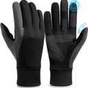 OZERO Winter Touchscreen Gloves for Men: Warm Running Gloves Windproof Water Resistant - Lightweight Thermal Glove for Hiking Cycling Driving (Large, Black-gray)