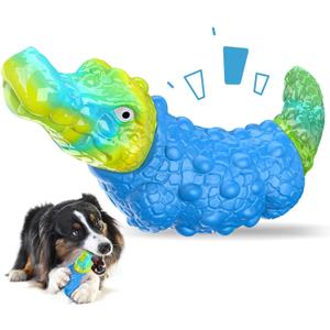 TOOPTATE Dog Toys for Aggressive Chewers - Indestructible Dog Toy Squeaky Chew Toys for Large and Medium Breeds to Keep Them Busy, Bacon Flavor (Azure Blue)