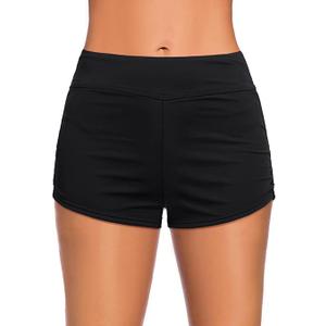 3 Pcs Women's Shorts High Waisted Swimsuit Shorts Adjustable Ruched Side Boyshorts Tummy Control Bathing Suit Bottom, Size L