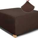 NeColorLife Rectangle Ottoman Cover Jacquard Fabric Slipcover Thick Stretchable Footrest Stool Covers for Oversized Square and Rectangle Ottoman, Medium, Brown