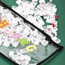 Mahjong Tile Bag Chenille Letter Side Widening, PVC Waterproof American Mahjong Storage Pouch for Travel Party Game 21.3"x10.3"x1.9"(Case Only)