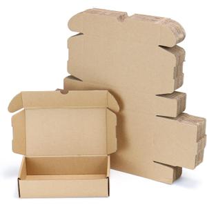 Flamorrow 8 x 4 x 2 Inches Shipping Boxes, Pack of 25, Corrugated Shipping Cardboard Box, Mailer & Packaging for Small Business