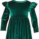 AIKEIDY Toddler Baby Girl Velvet Christmas Dress for Girls Long Sleeve Ruffle Winter Party Wedding Holiday Dress Size 100