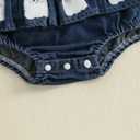 Newborn Baby Girl Halloween Outfit Pumpkin/Ghost Print Sleeveless Denim Romper Ruffled Overalls Cute Fall Clothes (6-12 Months)