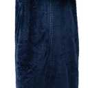 Locachy Women's Flannel Zip Warm Robe Cozy Fluffy Long Bathrobe Housecoats Nightgown Sleepwear (Navy), Small