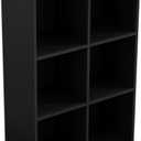 6-Cube Storage Shelf Bookcase - Wooden 3-Tier Floor Standing Open Bookshelf for Home and Office, Display Cabinet, Black